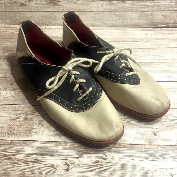 Vintage Biff California Oxford Shoes Tan and Navy Shoes - Picture 5 of 11